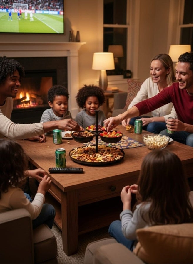 Happy Home Multi-Tier Serving Tray with 3 Upper Bowls and Large Base – Modern Snack Organizer with Central Handle for Nuts, Chips, Candy, and Dried Fruits, Ideal for Parties and Dining Table, Easy to Clean, Height 24cm, Upper Bowls Diameter 10cm, Bottom Tray 25cm - Image 4